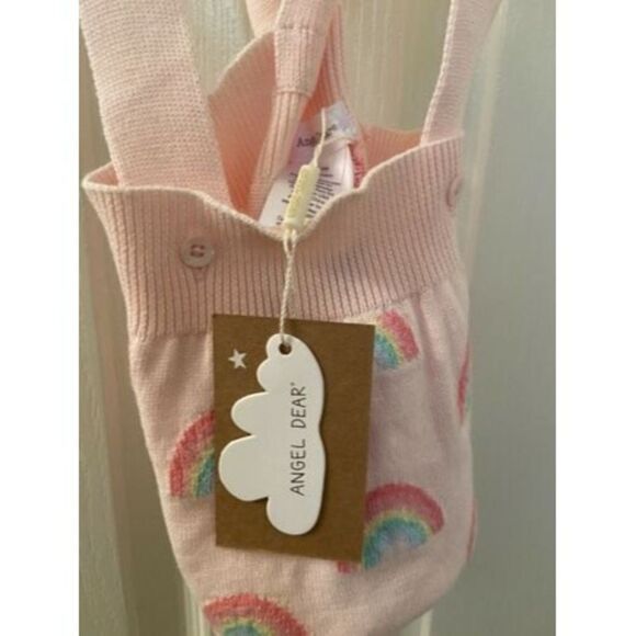 Angel Dear Rainbow Suspender Knit Shorts Bloomers Pink Size 12-18 Months NWT - Picture 6 of 9